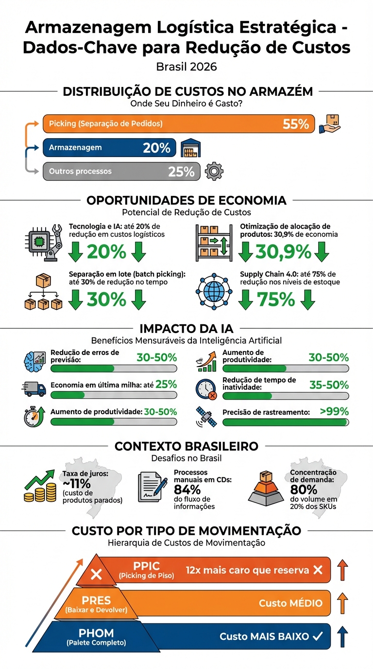 Custos e Estratégias de Armazenagem Logística: Dados-Chave para 2026