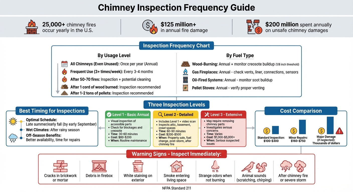 Chimney Inspection Frequency Guide by Usage and Fuel Type
