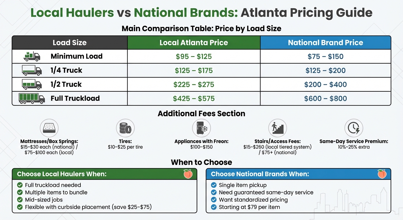 Local vs National Junk Removal Pricing Comparison Atlanta 2025