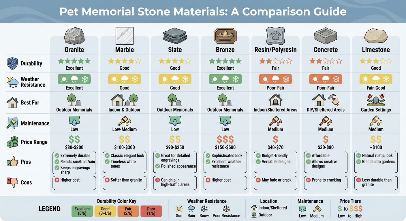 Pet Memorial Stone Materials Comparison Guide