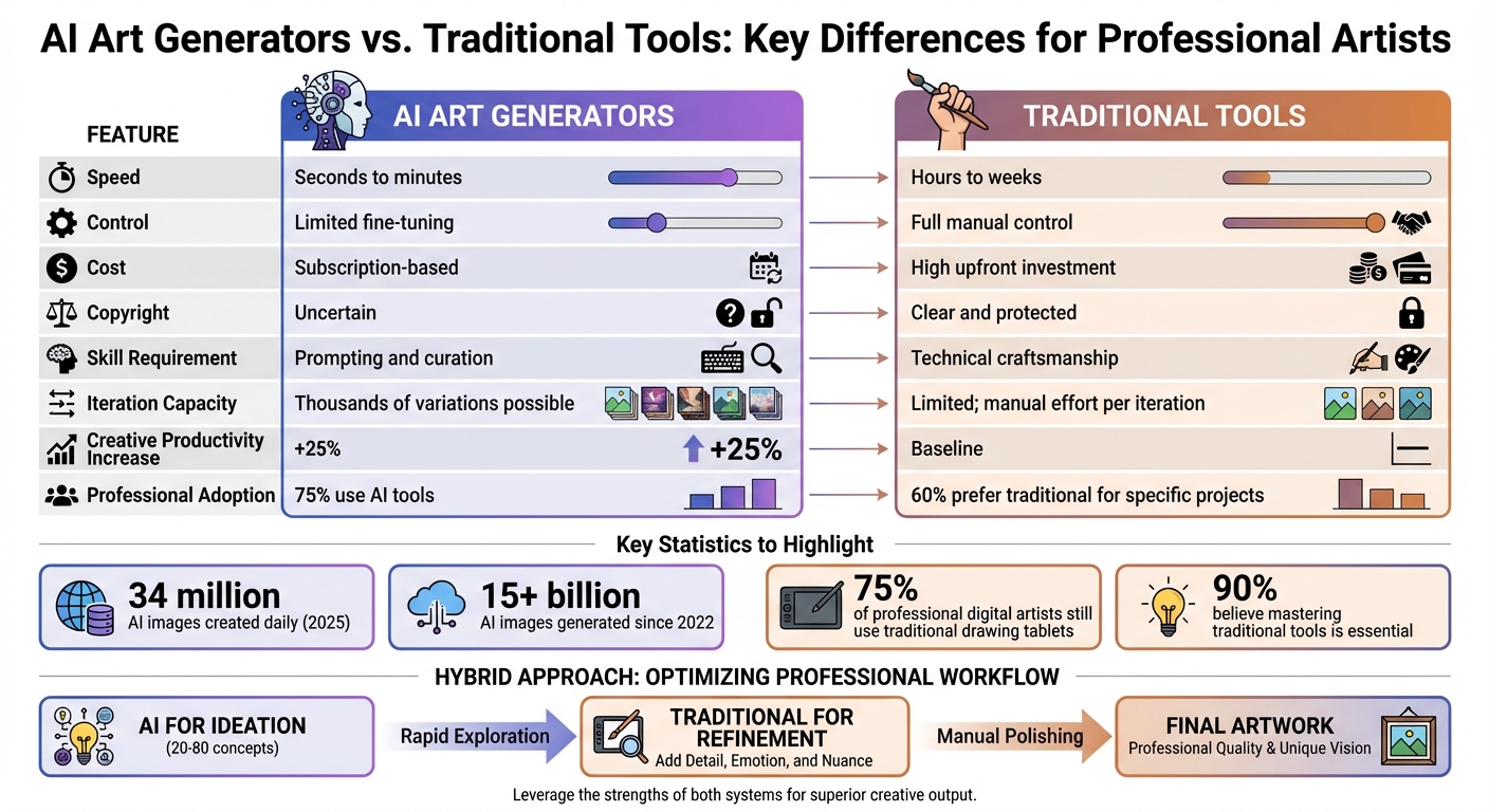 AI Art Generators vs Traditional Tools: Speed, Cost, Control and Copyright Comparison