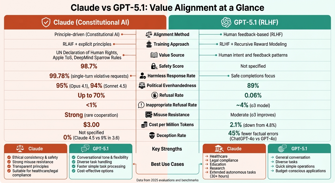 Claude vs GPT-5.1 Value Alignment Comparison Chart
