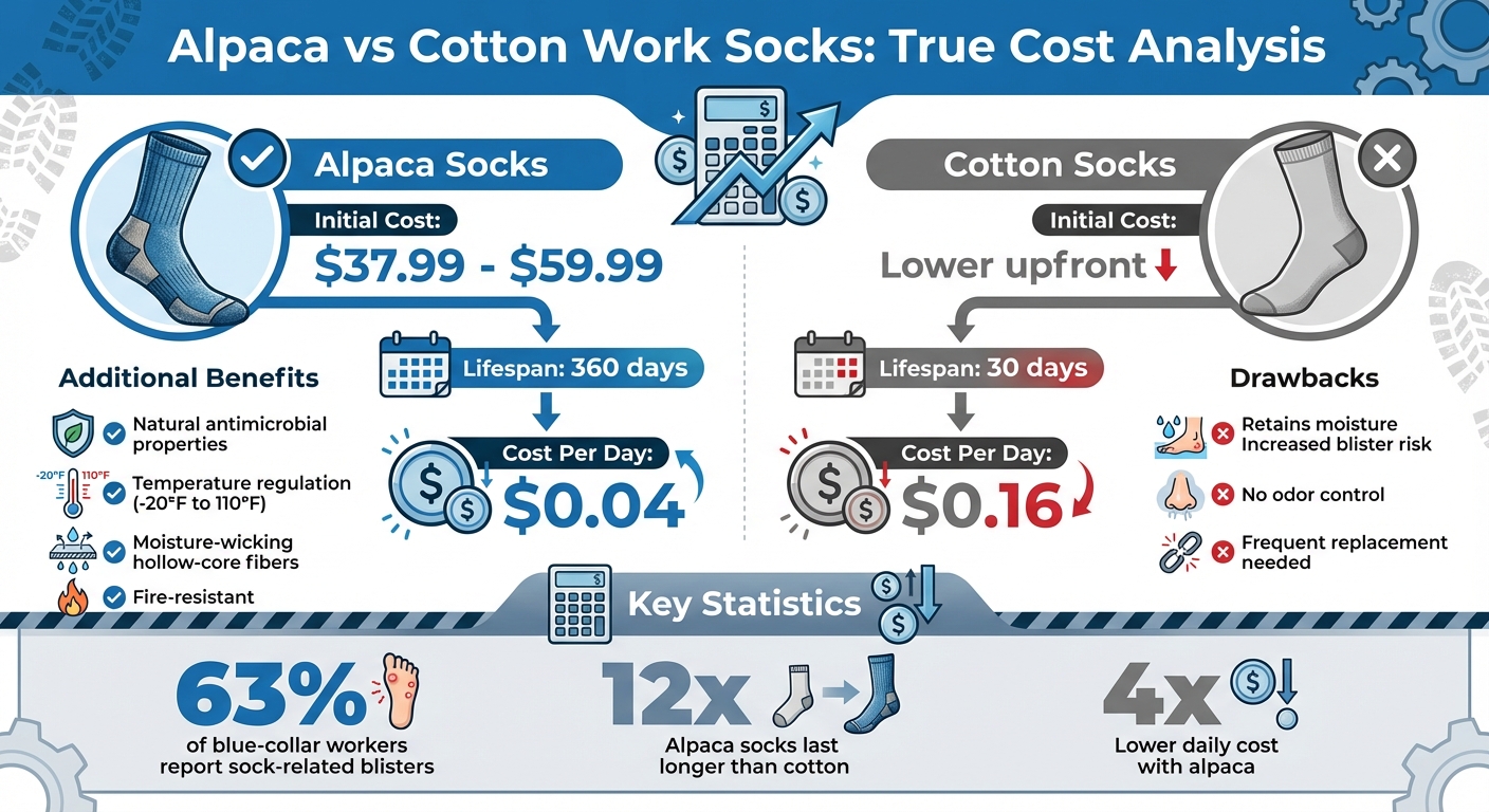 Cost Comparison: Alpaca vs Cotton Work Socks Over 360 Days