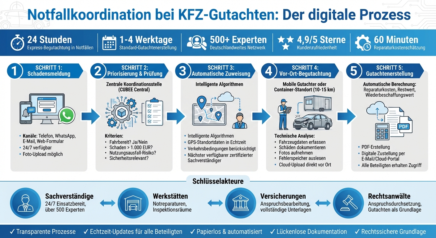 Notfallkoordination bei KFZ-Gutachten: Der digitale Prozess von Unfall bis Gutachten