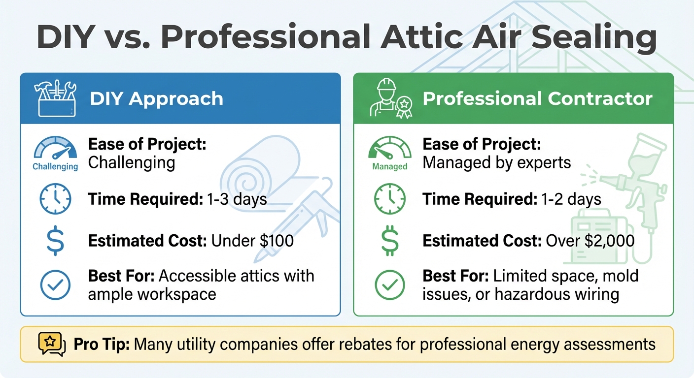 DIY vs Professional Attic Air Sealing: Cost, Time, and Complexity Comparison