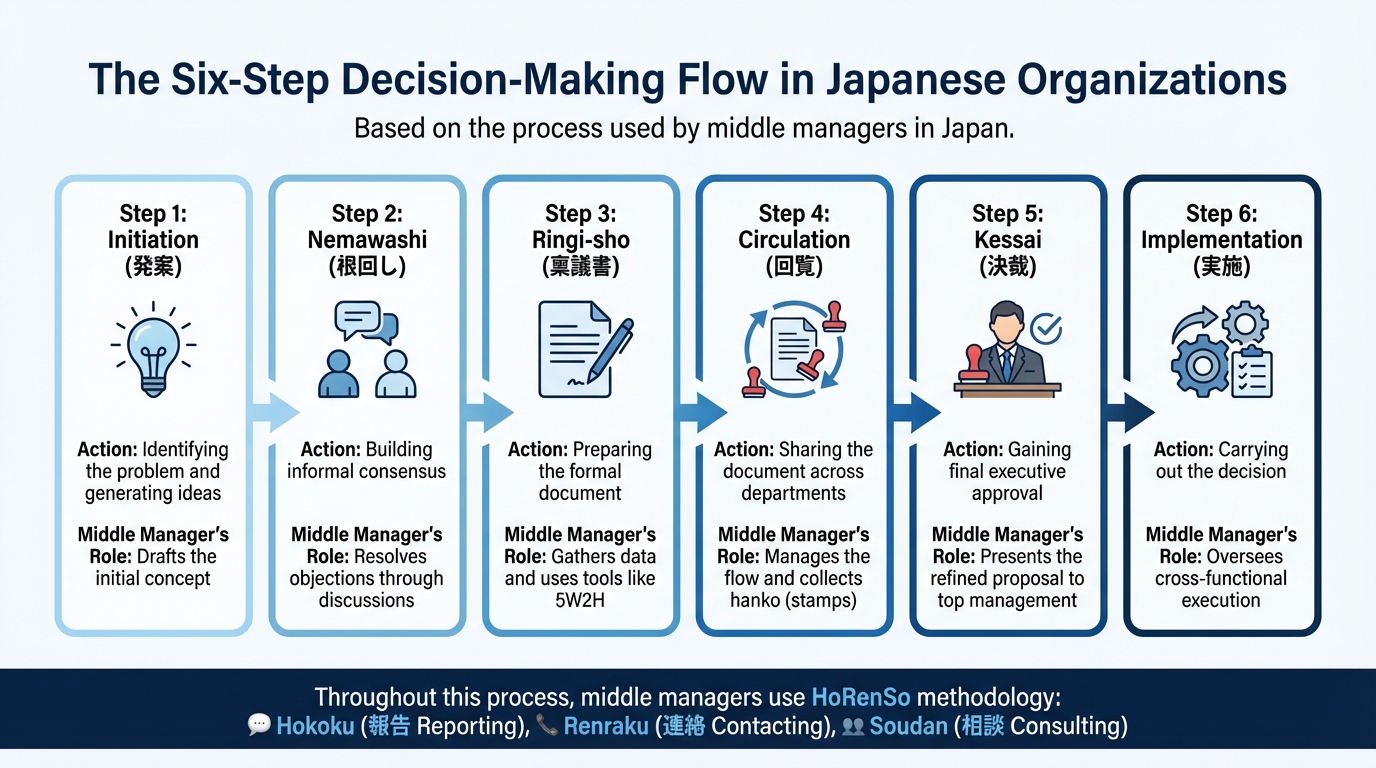 Six-Step Japanese Decision-Making Process for Middle Managers