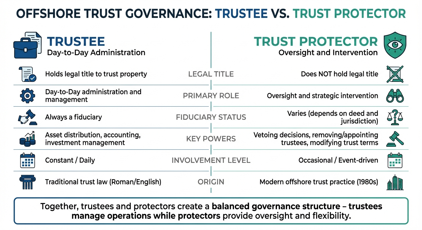 Trustee vs Protector Roles in Offshore Trusts Comparison