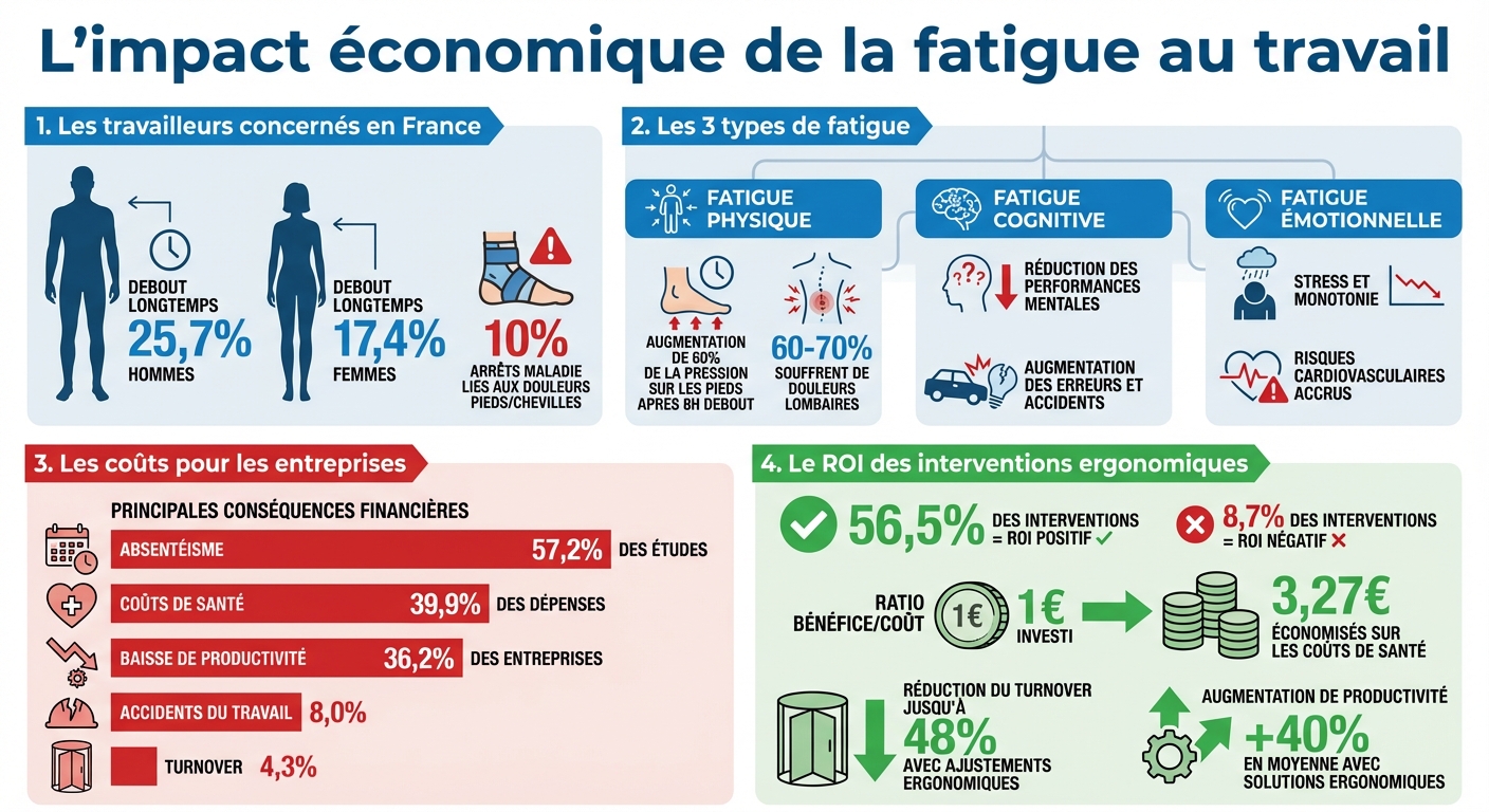 Impact économique de la fatigue au travail et ROI des équipements ergonomiques