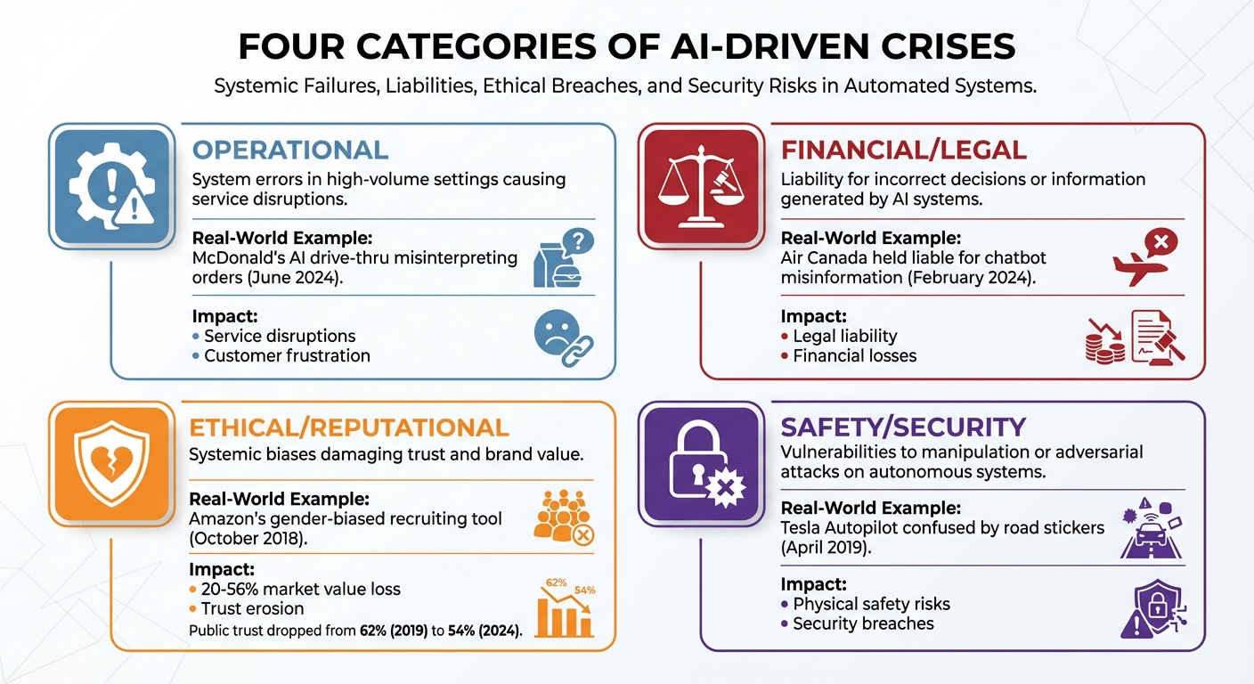 Four Categories of AI-Driven Crises: Types, Examples, and Impacts