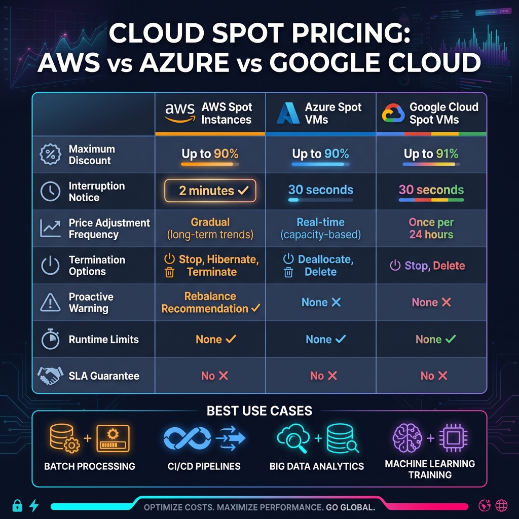 AWS vs Azure vs Google Cloud Spot Pricing Comparison Chart