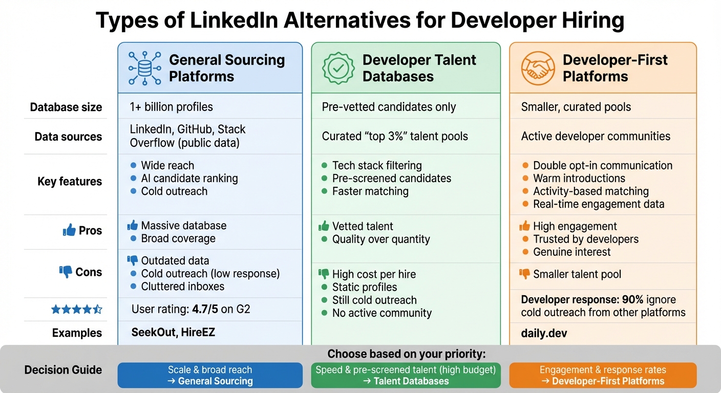 Comparison of LinkedIn Alternatives for Developer Hiring: Features and Platform Types