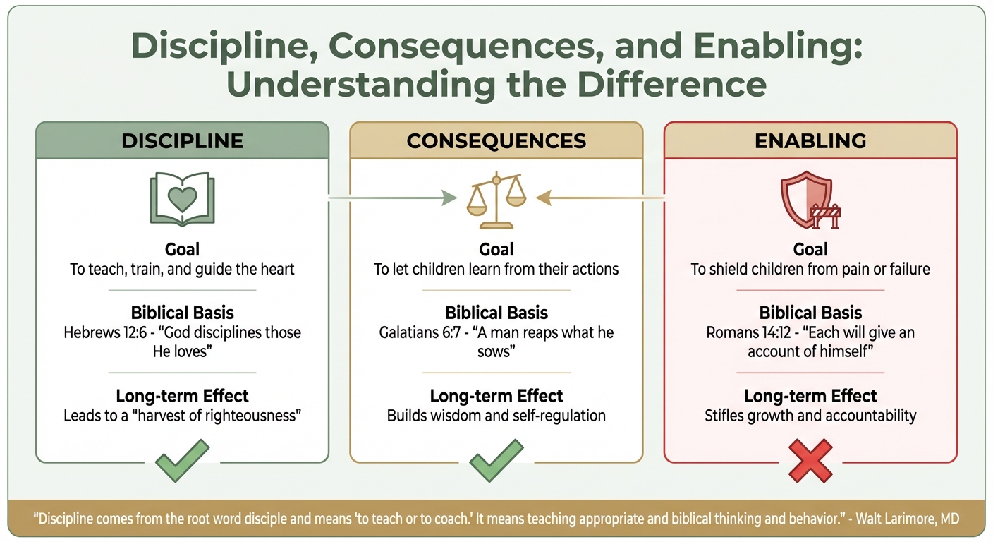 Biblical Discipline vs Consequences vs Enabling: A Parent's Guide