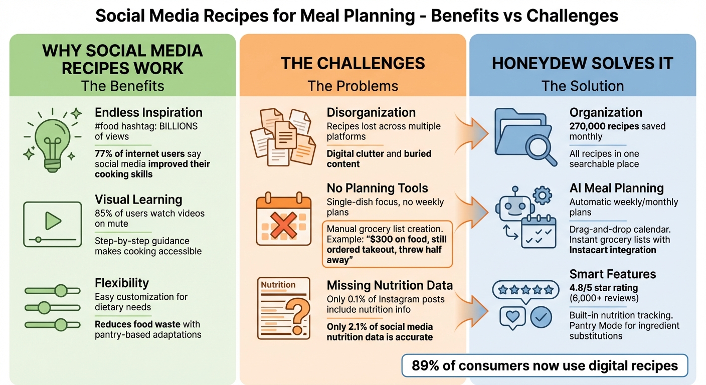 Social Media Recipes vs Honeydew Recipe Manager: Benefits and Solutions
