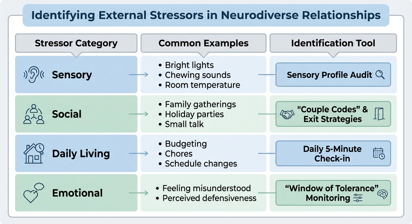 Identifying External Stressors in Neurodiverse Relationships: Categories and Solutions
