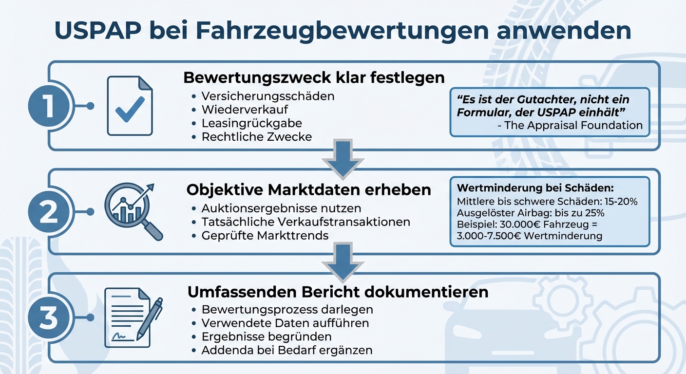 USPAP-Anwendung bei Fahrzeugbewertungen: 3-Schritte-Prozess