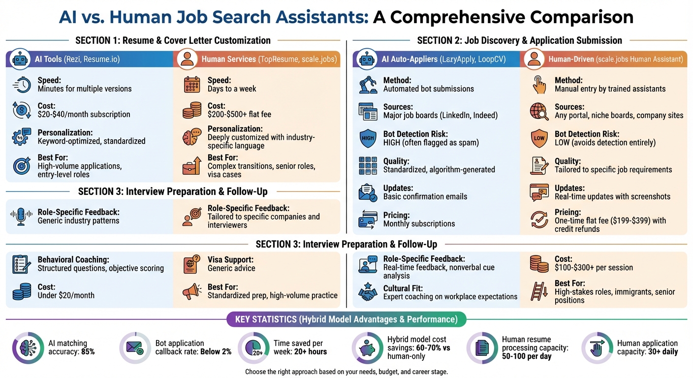 AI vs Human Job Search Assistants: Cost, Speed, and Features Comparison