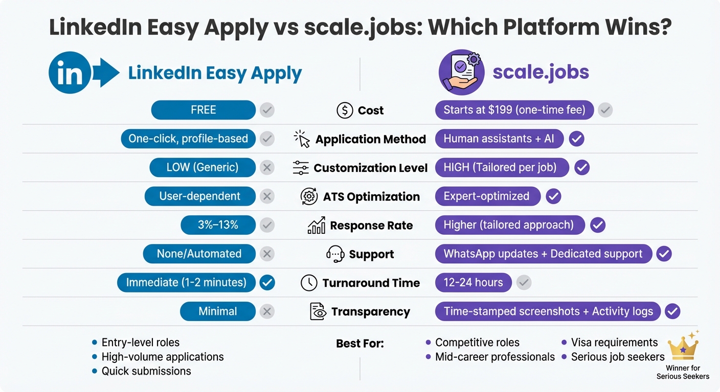 LinkedIn Easy Apply vs Scale Jobs: Feature Comparison Chart