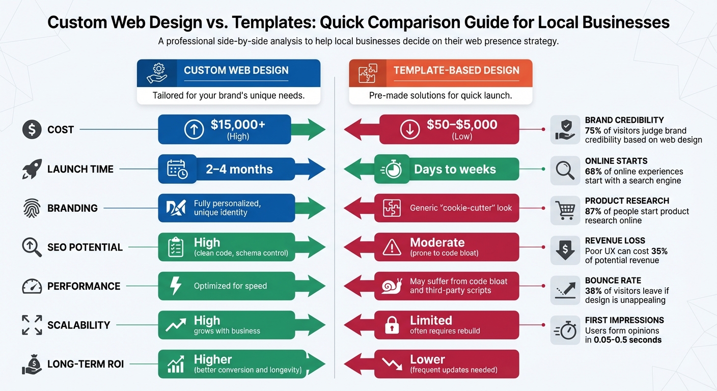 Custom Web Design vs Template Websites: Cost, Time, and Features Comparison