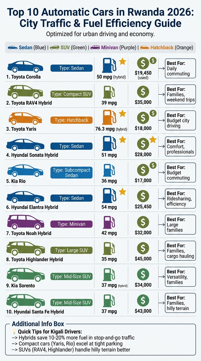 Top 10 Automatic Cars in Rwanda 2026: Fuel Efficiency and Price Comparison