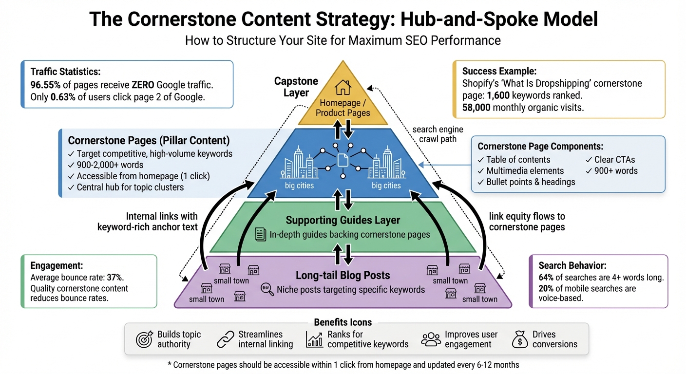 Cornerstone Content Hub-and-Spoke SEO Strategy Model