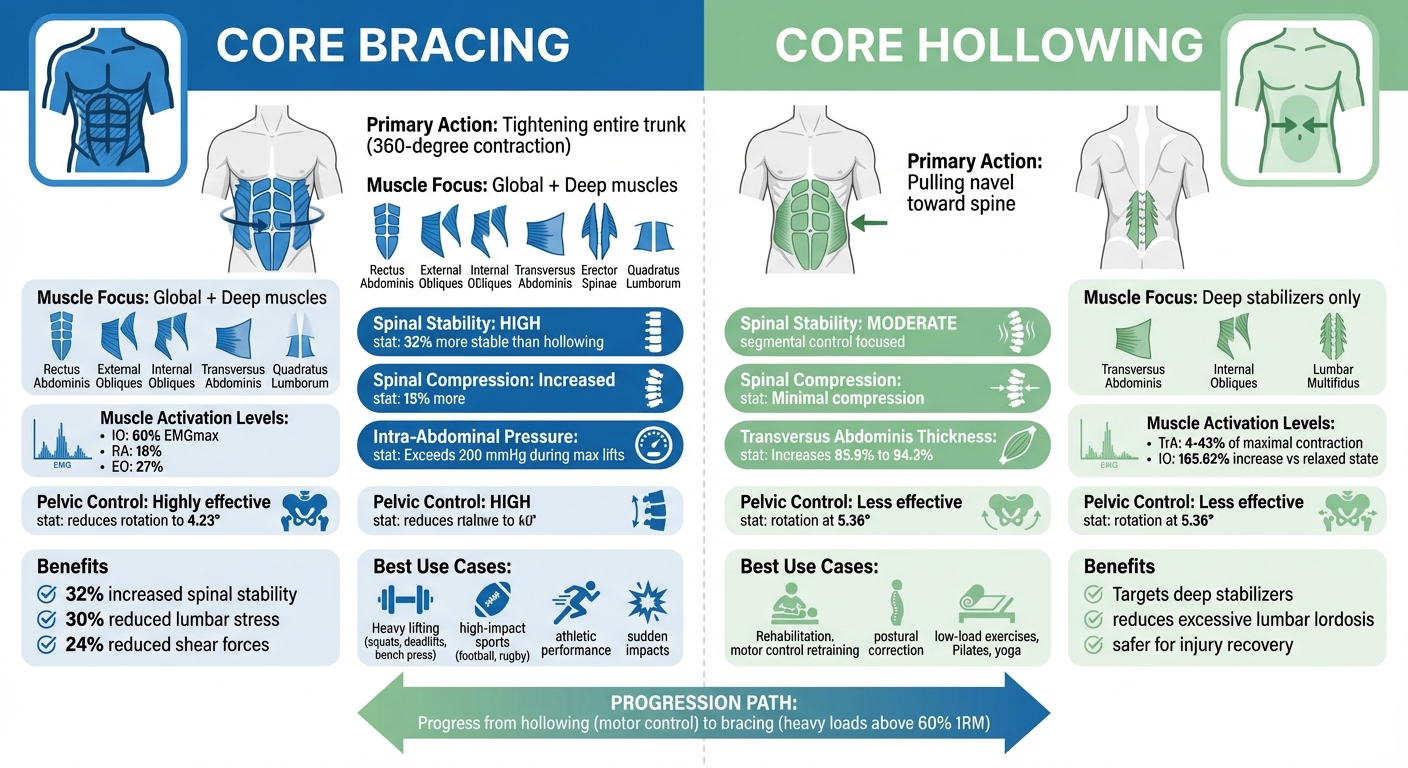 Core Bracing vs Hollowing Comparison Chart