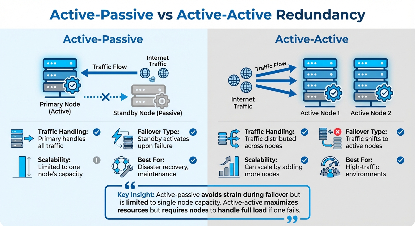 Vergelijking van redundantie tussen actieve en passieve loadbalancers en actieve en actieve loadbalancers