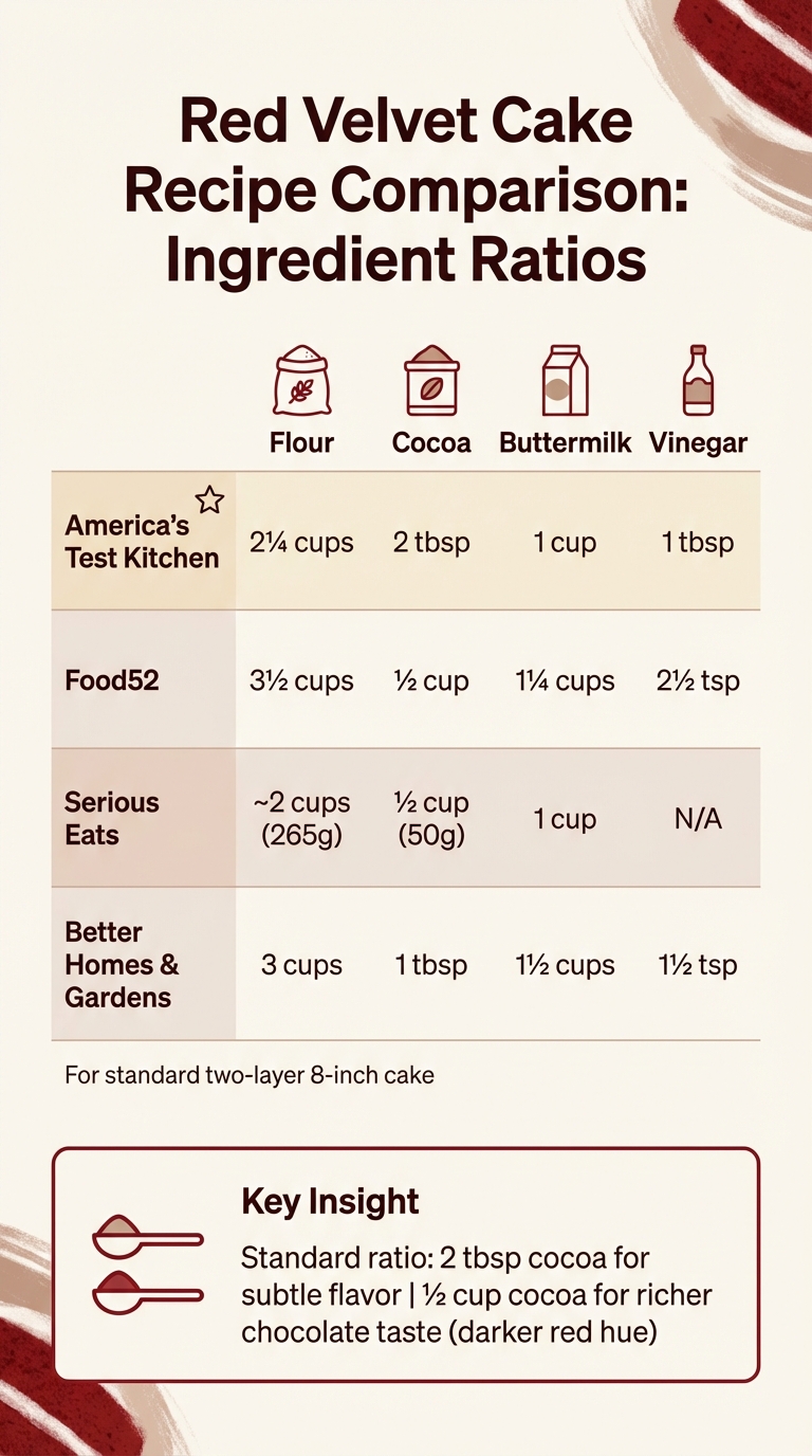 Red Velvet Cake Recipe Ingredient Ratios Comparison Chart