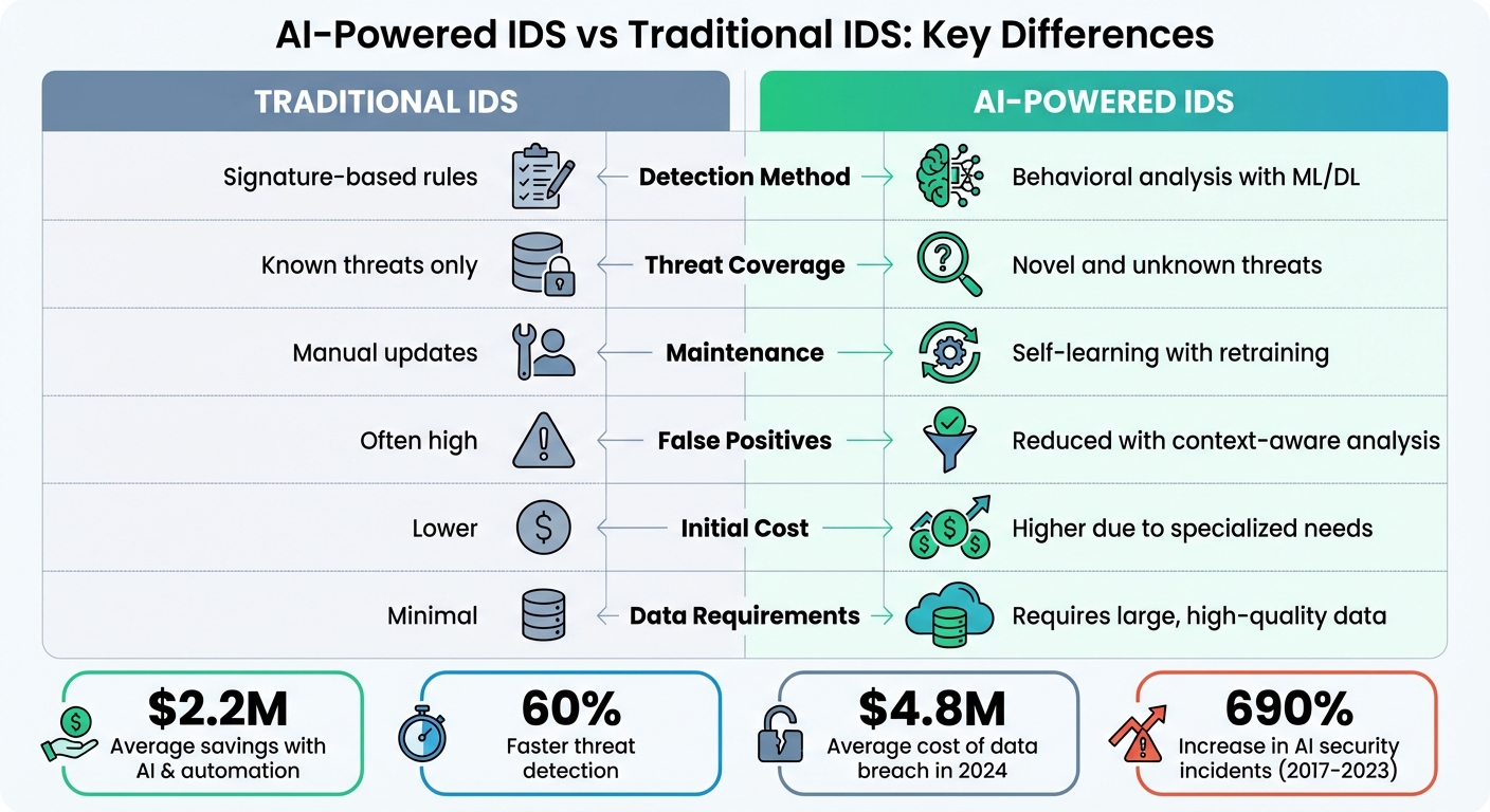 AI vs Traditional Intrusion Detection Systems Comparison