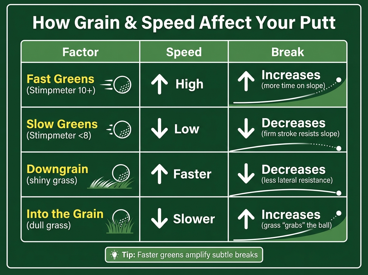 How Grain Direction and Green Speed Affect Putt Break