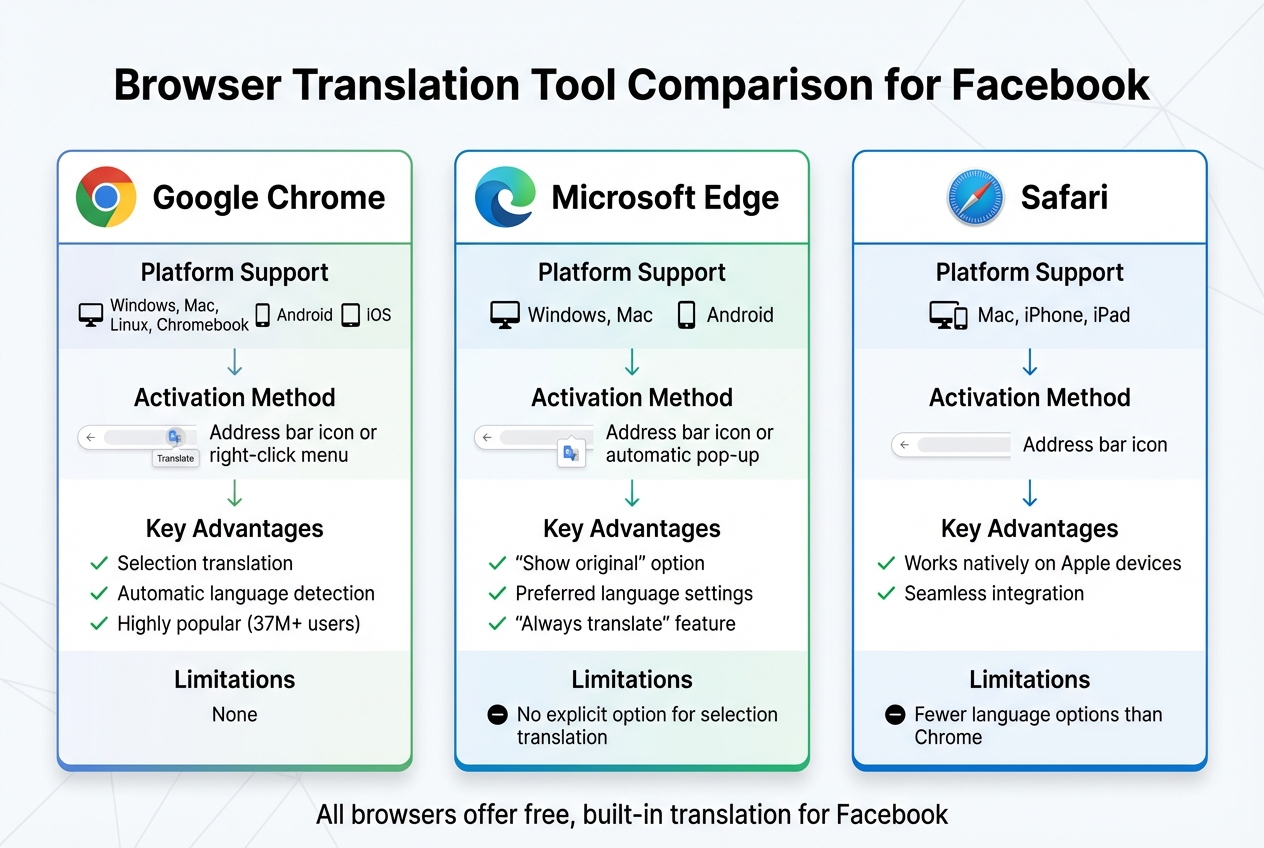Browser Translation Tools Comparison for Facebook Posts