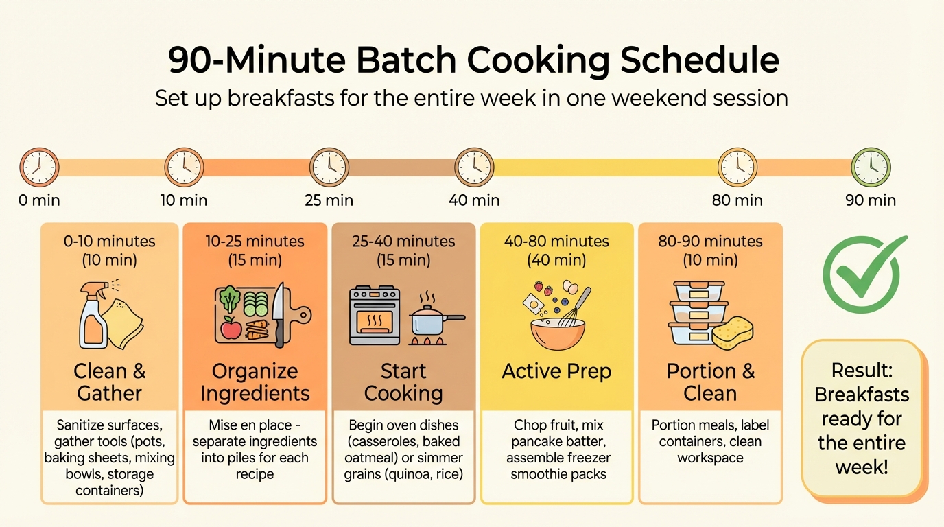 90-Minute Batch Cooking Breakfast Prep Schedule