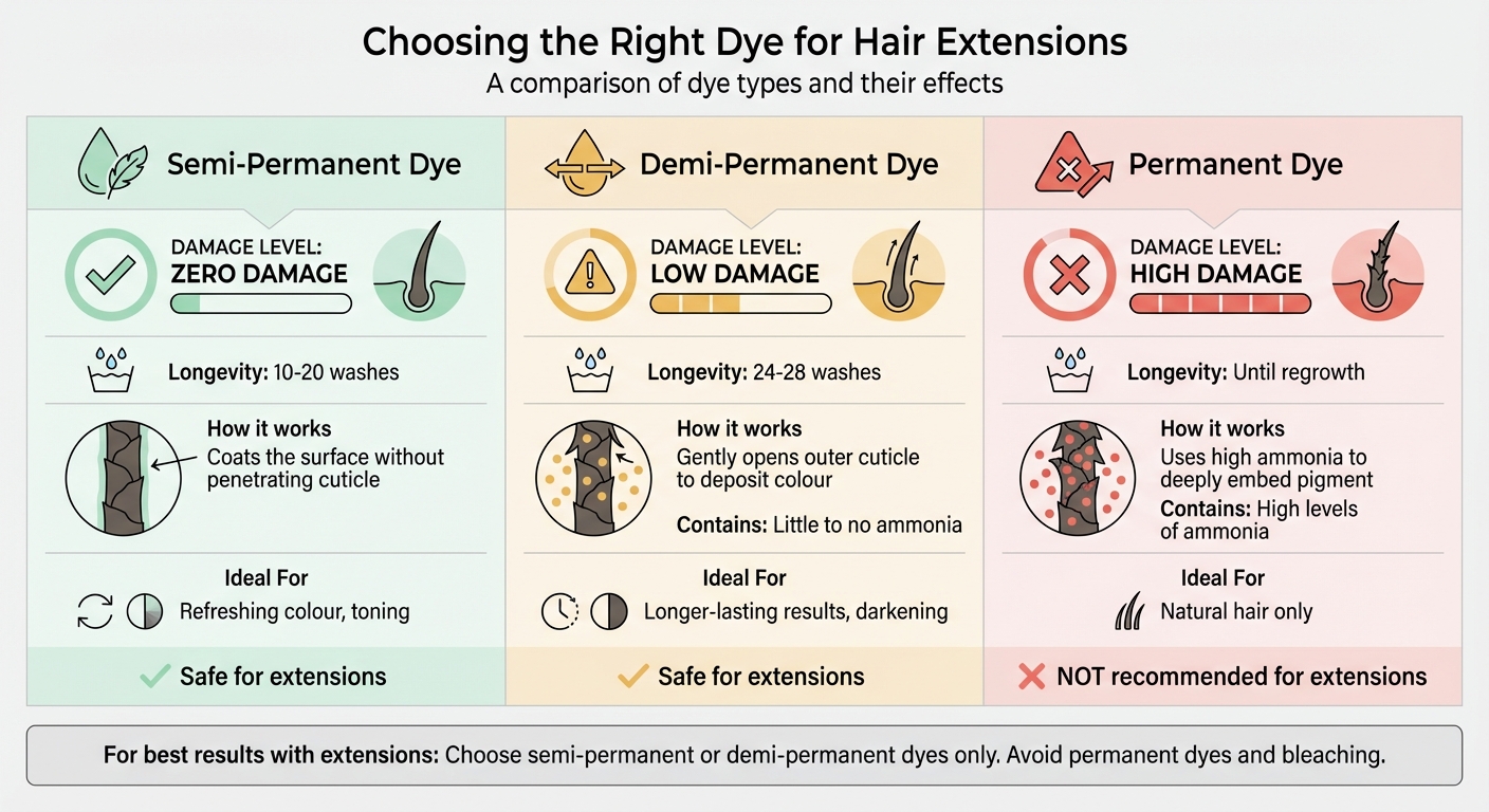Hair Extension Dye Types Comparison Chart