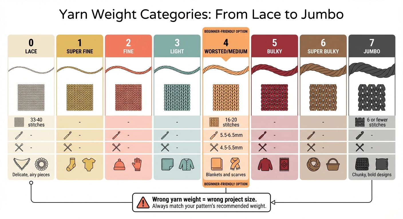 Yarn Weight Categories Guide: Gauge and Best Uses for Crochet and Knitting
