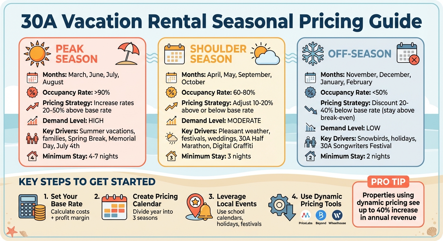 30A Vacation Rental Seasonal Pricing Guide: Peak, Shoulder & Off-Season Rates