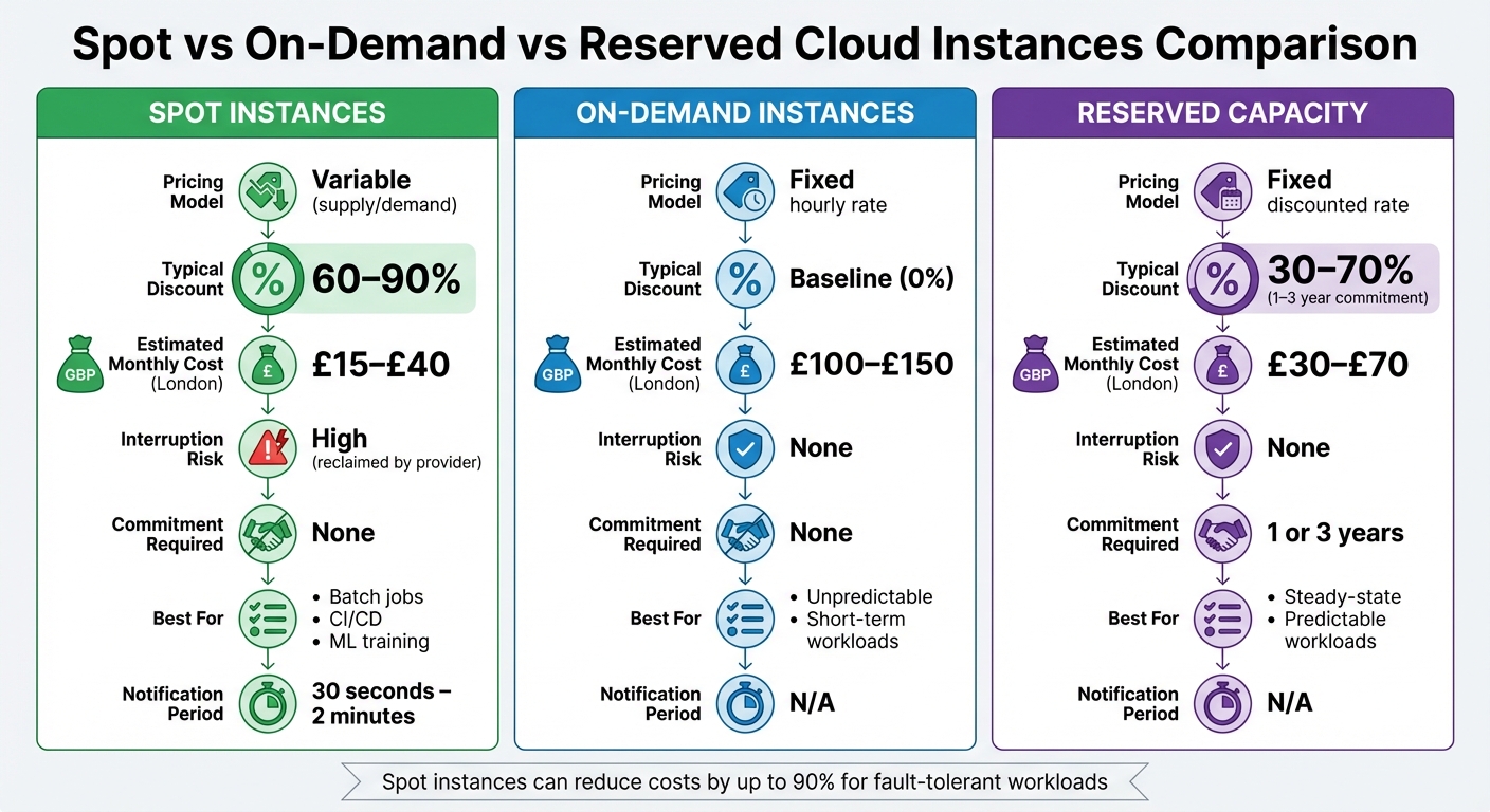 Spot vs On-Demand vs Reserved Cloud Instances: Cost and Feature Comparison