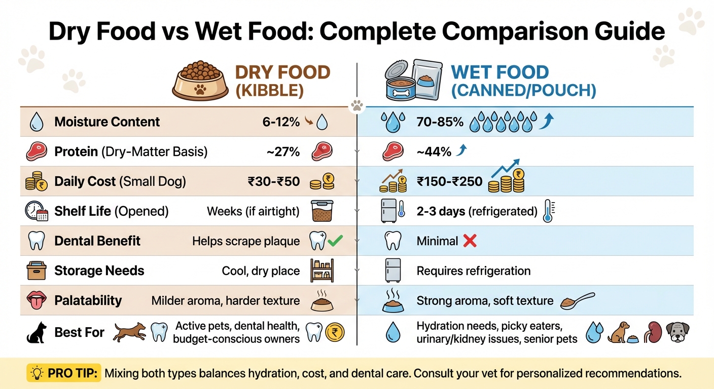 Dry Food vs Wet Food Comparison Chart for Pets