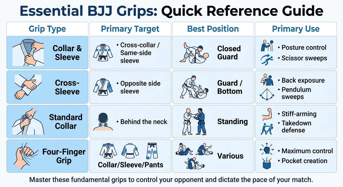 Essential BJJ Grips Guide: Types, Positions, and Applications