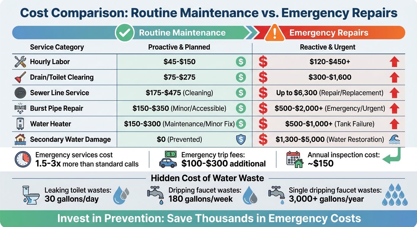 Routine Plumbing Maintenance vs Emergency Repair Costs Comparison