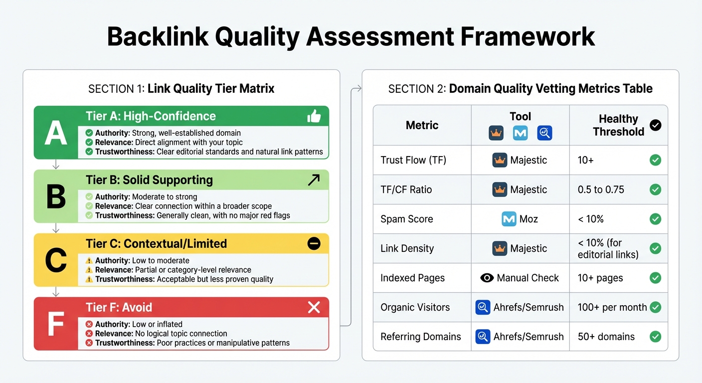 Backlink Quality Assessment Tiers and Vetting Metrics