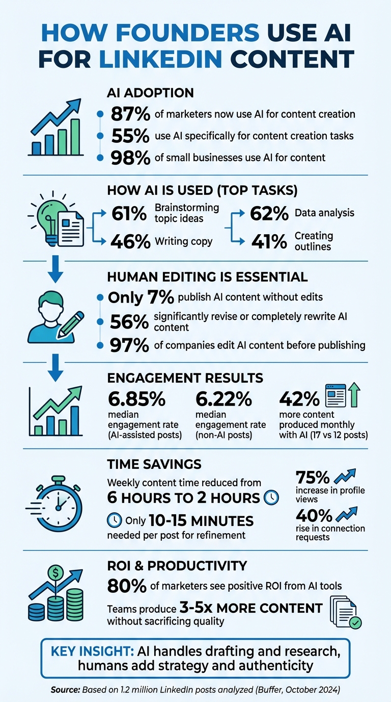 AI Content Creation Statistics: How Founders Use AI for LinkedIn