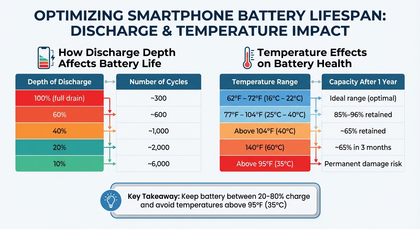 Smartphone Battery Health: Temperature and Discharge Impact Chart