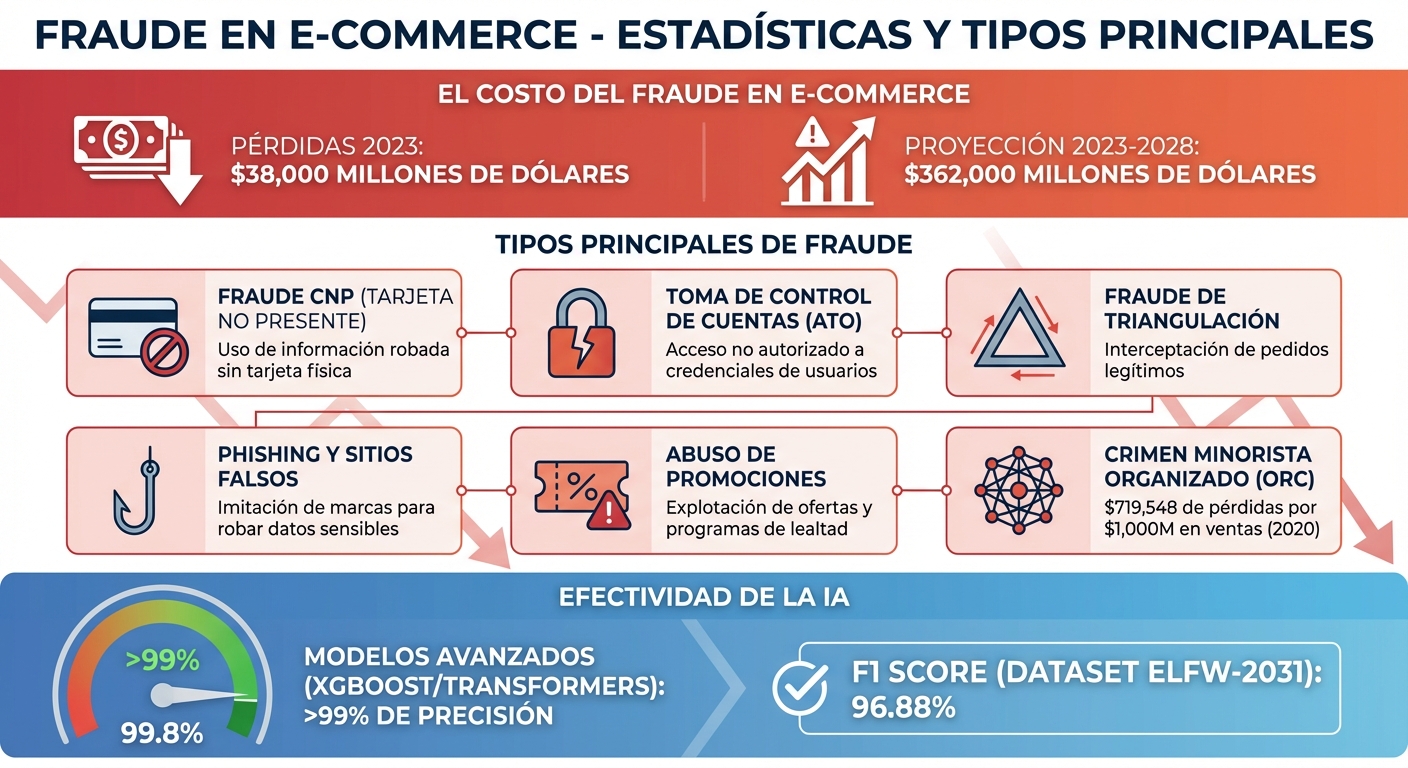 Fraude en E-commerce: Estadísticas Globales y Tipos Principales 2023-2028