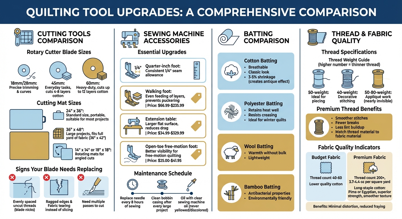 Quilting Tool Upgrade Guide: Essential Equipment Comparison Chart