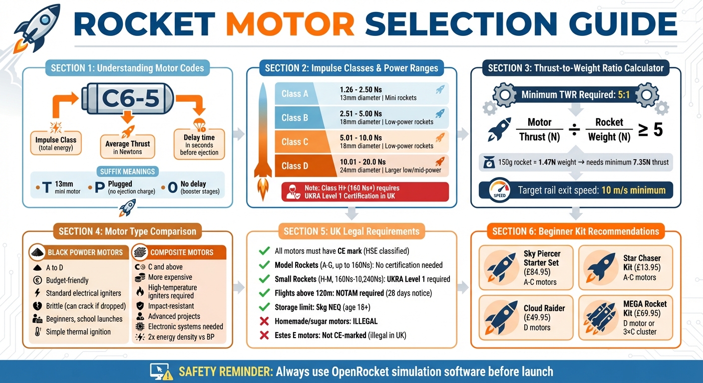 Rocket Motor Selection Guide: Classes, Thrust Requirements, and Motor Codes Explained