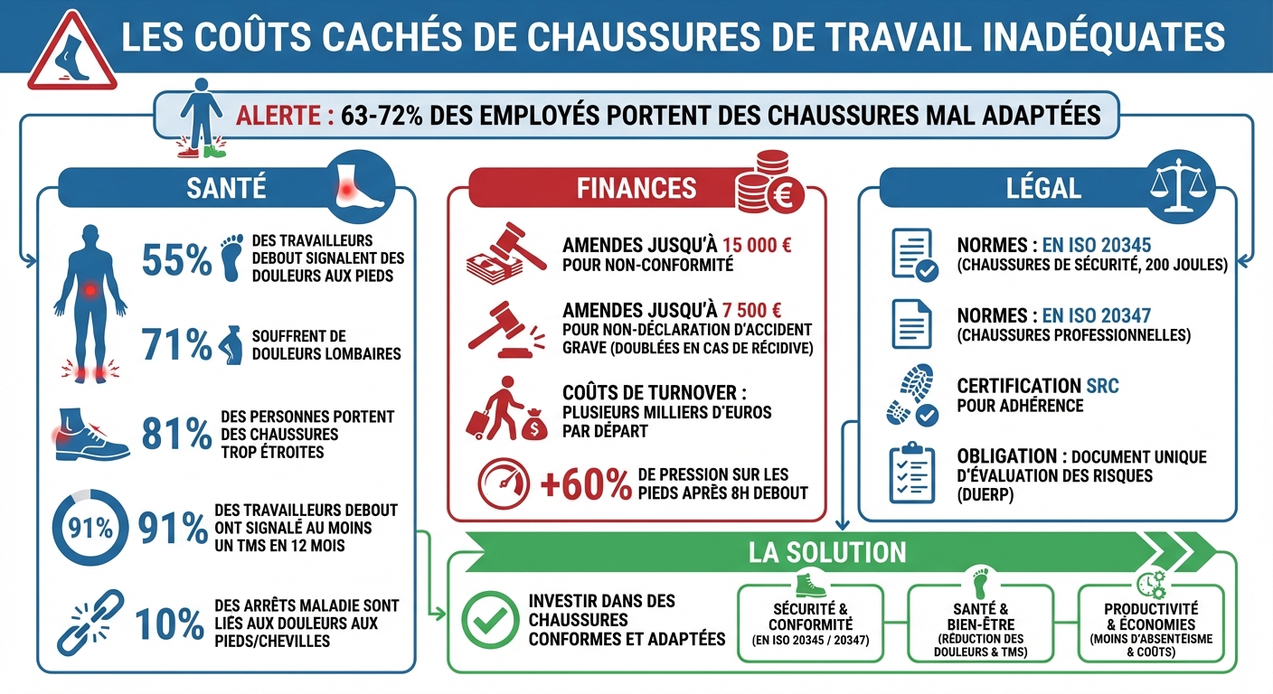 Coûts et risques des chaussures de travail inadaptées en entreprise