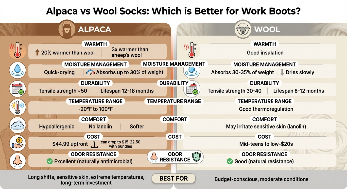 Alpaca vs Wool Socks Performance Comparison for Work Boots
