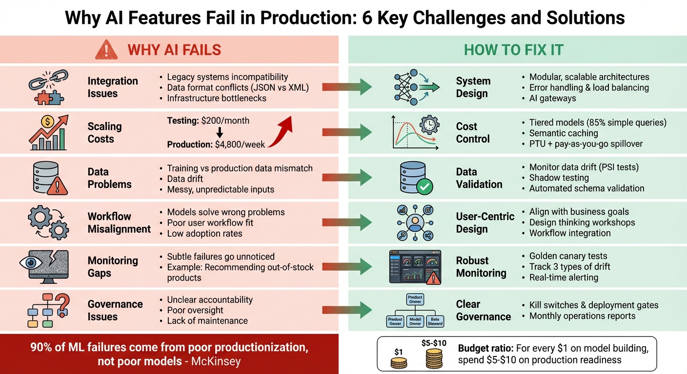 Why AI Features Fail in Production: 6 Key Challenges and Solutions