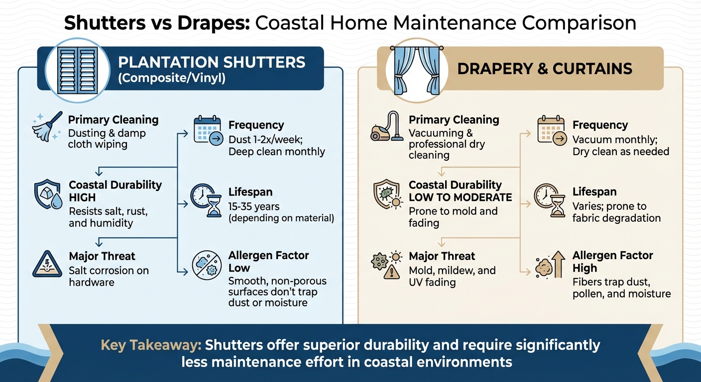 Shutters vs Drapes Maintenance Comparison for Coastal Homes