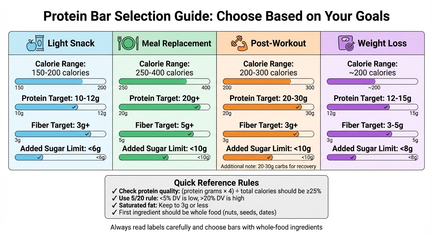 Protein Bar Selection Guide by Use Case: Nutritional Targets for Snacking, Meal Replacement, Post-Workout, and Weight Loss