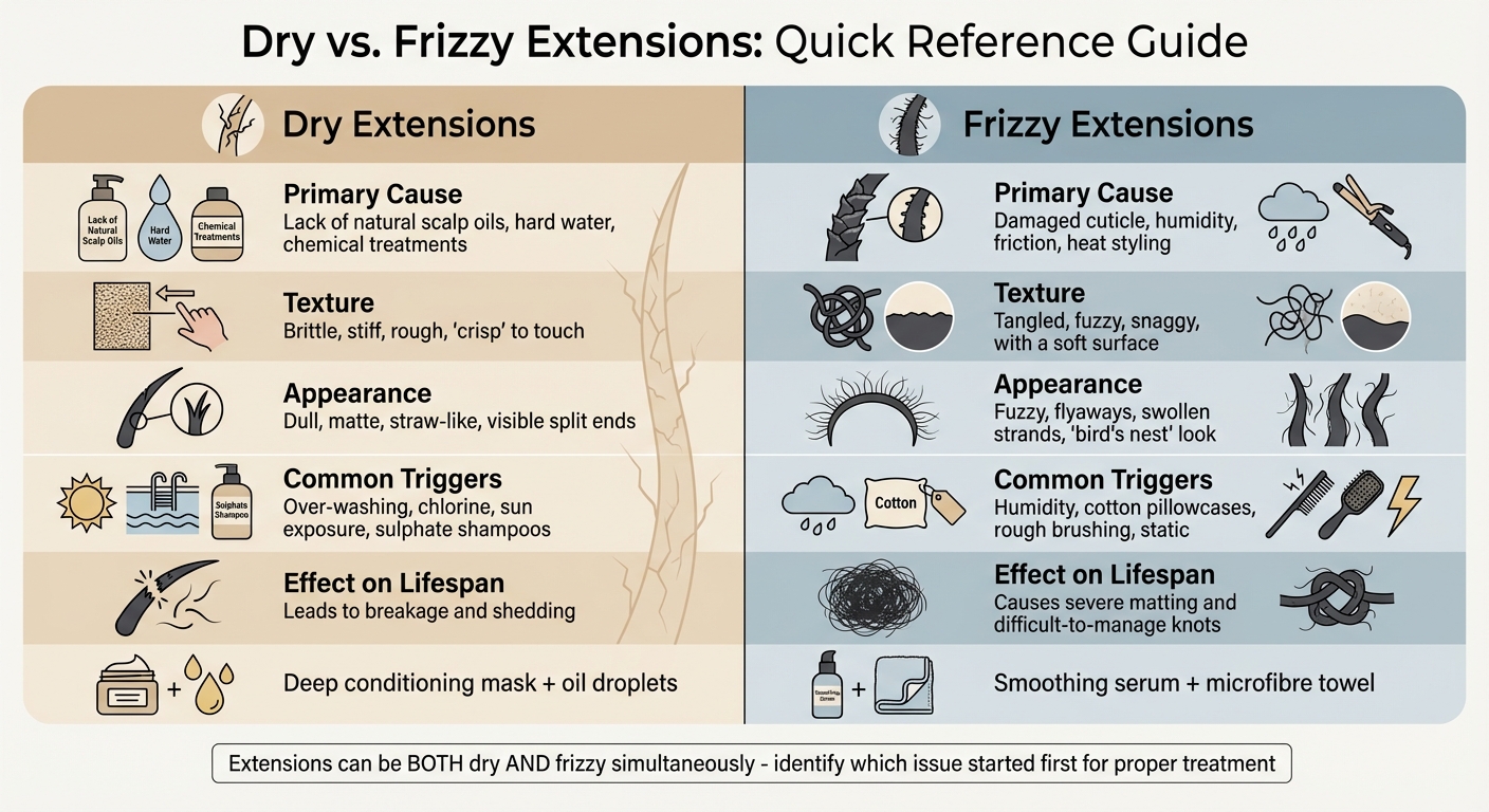 Dry vs Frizzy Hair Extensions Comparison Chart